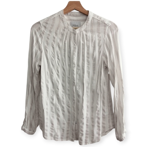 Rails Eloise Button Up in Carrera Metallic Stripe White Mandarin Collar Small - Picture 1 of 15